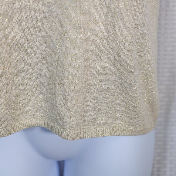 Drapers & Damons Sweater Womens L Gold Metallic Knit Sparkly Stretchy Pullover - Picture 3 of 8